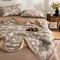 Axyaa Double-Layer Yarn Soybean Summer Quilt Set - Cotton Printed Bubble Design