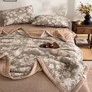 Axyaa Double-Layer Yarn Soybean Summer Quilt Set - Cotton Printed Bubble Design