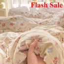 Axyaa Cloud Super Soft Kapok Mattress in Cream Wind Wrinkled Double-Layer Yarn - 4-Piece Set