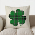 Axyaa Lucky Green Plaid Shamrock Throw Pillow Cover