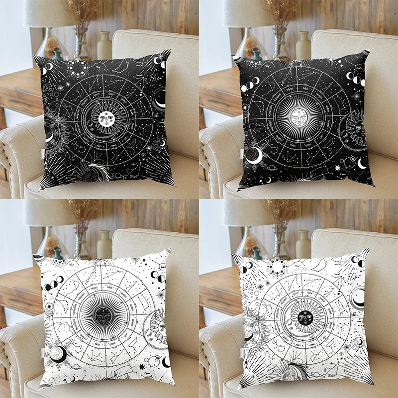 Axyaa Tarot Sun Moon Star Pillowcase for Home Décor and Divination-themed Style