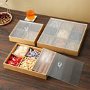 Axyaa Bamboo Snacks Tray with Lid and Nine Lattice Compartments