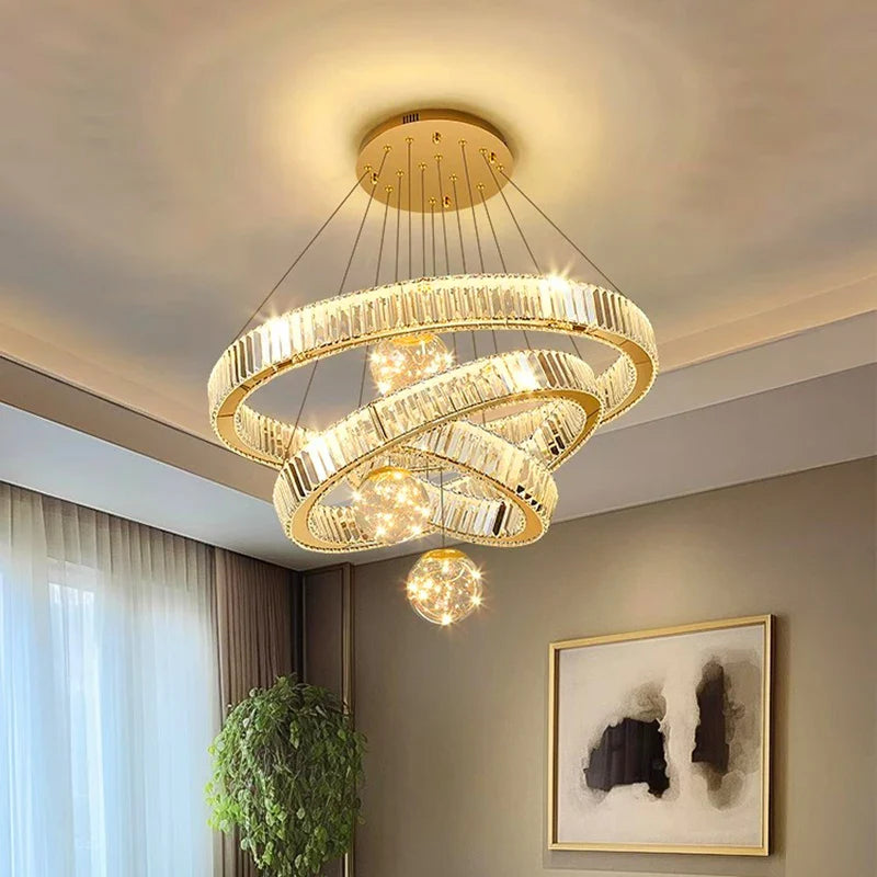 Luxury Crystal Chandelier: Axyaa Living Room Bedroom Ceiling Light