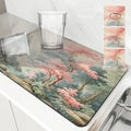 Axyaa Floral Kitchen Drying Mat - Absorbent & Antiskid Drain Pad