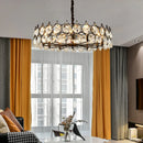 Axyaa Black Iron Crystal LED Chandelier: Modern Round Ceiling Light for Living Room