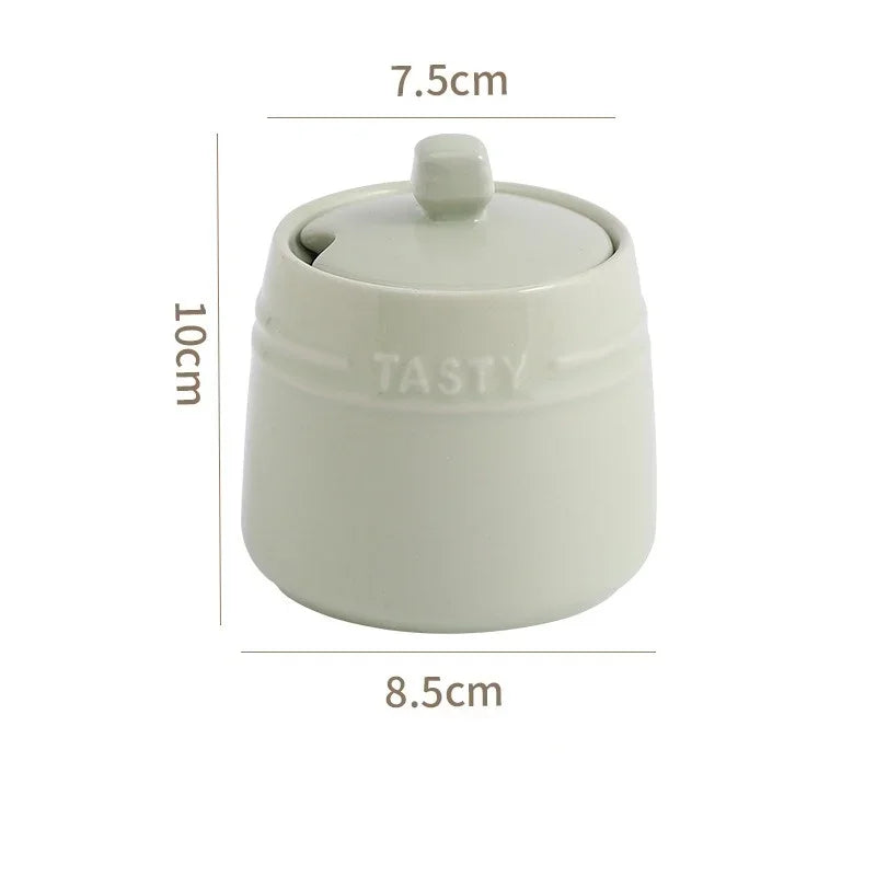 Axyaa Ceramic Condiment Jar Set with Lid, Spoon, Sugar Bowl, Salt Jars