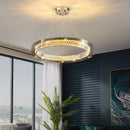 Axyaa Modern Luxury Dimmable K9 Crystal LED Ceiling Lamp, Gray Glass Steel Body Lighting