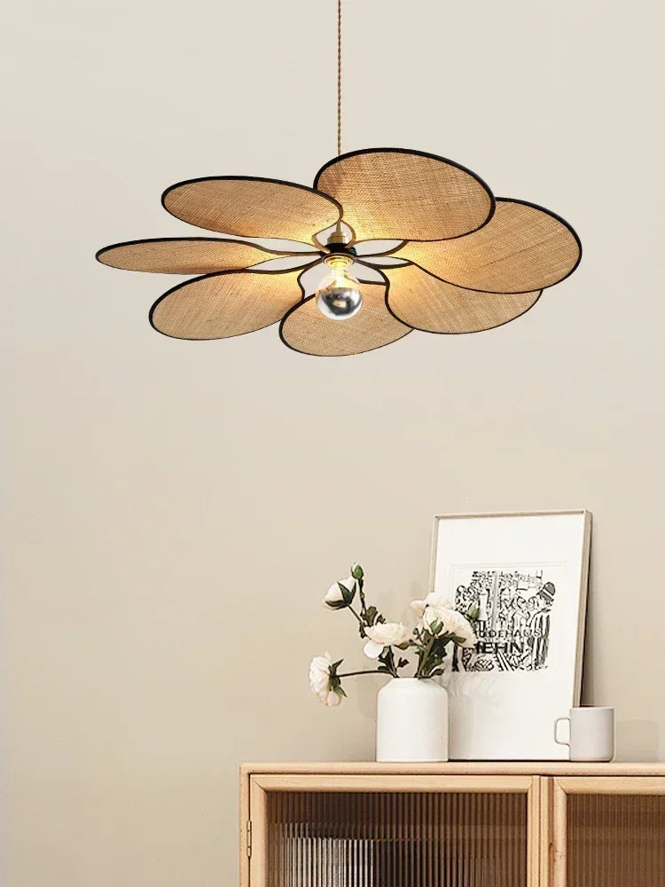 Axyaa Retro Flower Chandeliers Woven Pendant Lights for Dining Room & Living Room