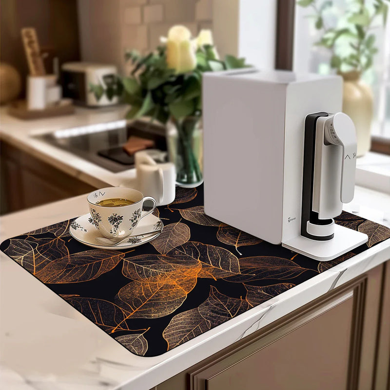 Axyaa Branches Leaves Kitchen Bathroom Drying Mat Branches Leaves Antiskid Drain Pad