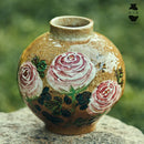 Axyaa Rose Hand-Painted Ceramic Vase for Living Room Decoration and Flower Arrangement