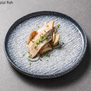 Axyaa Straight Edge Stone Patterned Ceramic Plates for Molecular Cuisine and Dining