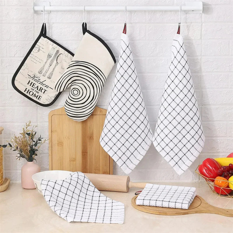 Axyaa Cotton Dishcloth Kitchen Towel Set Super Absorbent Home Cleaning Cloths