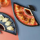 Axyaa Ceramic Sushi Snack Plate Hand-painted Japanese Fan-shaped Dumpling Dish