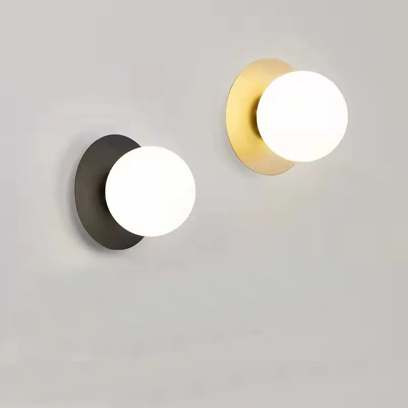 Axyaa Vintage Round Wall Sconce Black Golden E27 Bedside Lamp Retro Living Room Lighting