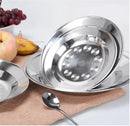 Axya Stainless Steel BBQ Plate: Thick Round Dish for Dining & Food Serving