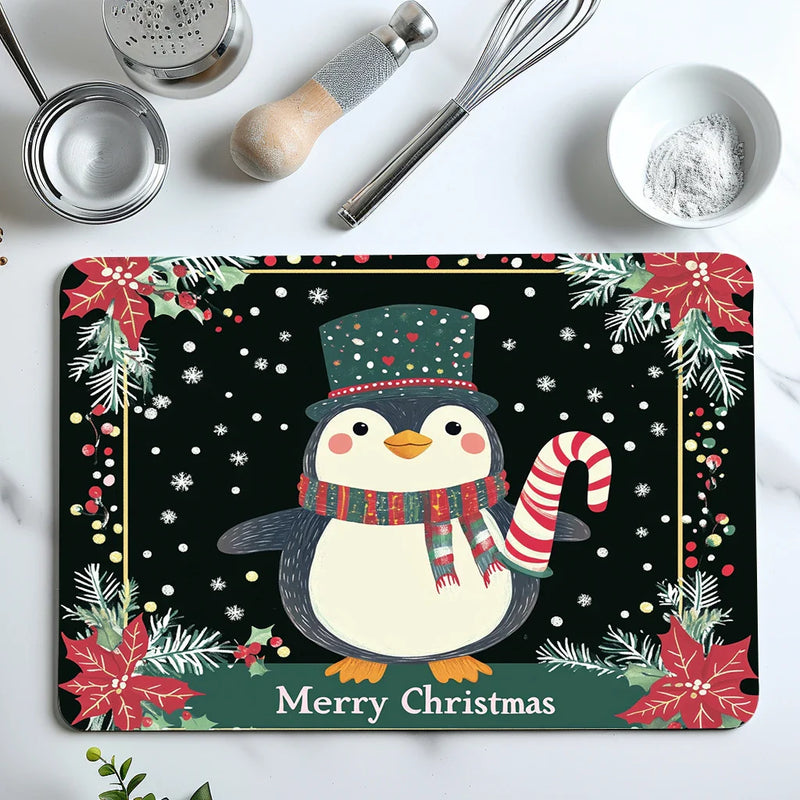 Axyaa Christmas Candy Drying Mat: Absorbent Dish Placemat for Table Cup Drying Mats