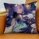 Axyaa Keqing Anime Cushion Cover Pillow Case for Home Sofa Bed Decor