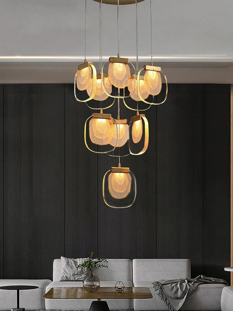 Axyaa Luxury LED Crystal Chandelier for Staircase & Living Room