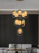 Axyaa Long LED Crystal Chandelier for Staircase, Luxury Hallway Lighting
