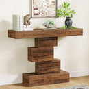 Axyaa Farmhouse Wood Console Table with Geometric Base for Entryway & Living Room