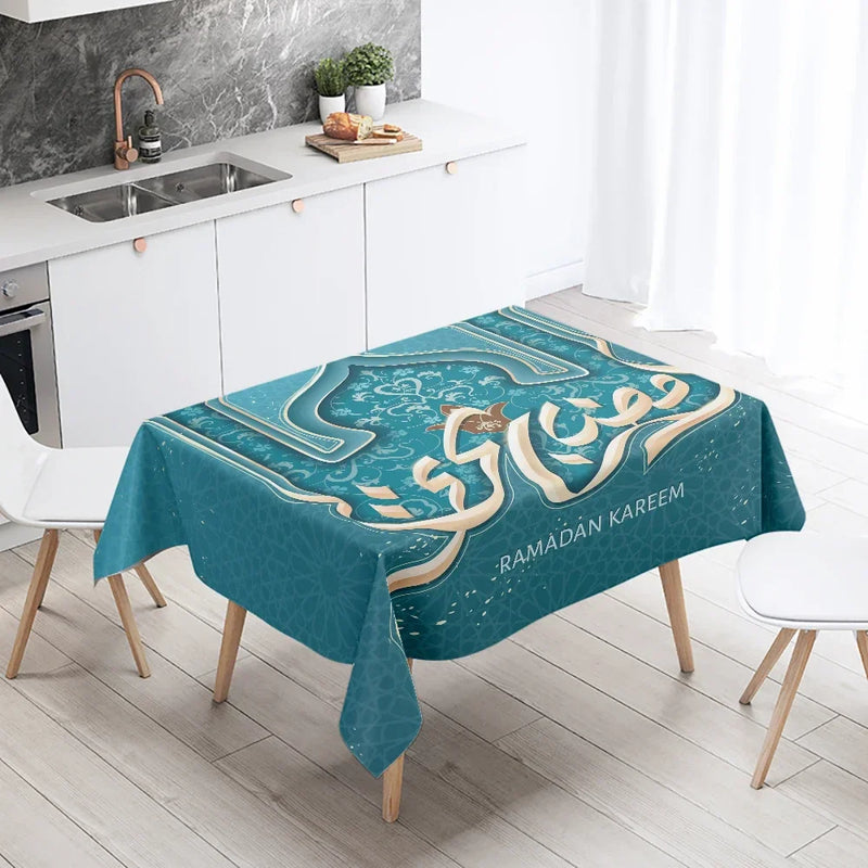 Elegant Ramadan Calligraphy Tablecloth for Eid Décor by Axyaa
