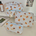 Axyaa Floral Cosmetic Bag Set - 3pcs Portable Toiletry Organizer for Women