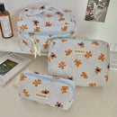 Axyaa Floral Cosmetic Bag Set - 3pcs Portable Toiletry Organizer for Women