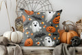 Axyaa Halloween Pillow Cover - Ghosts, Pumpkins, Bats Design