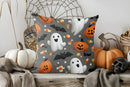 Axyaa Halloween Pillow Cover - Ghosts, Pumpkins, Bats Design