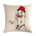 Axyaa Cartoon Animal Flax Cushion Cover for Sofa - Fashionable and Fun Design