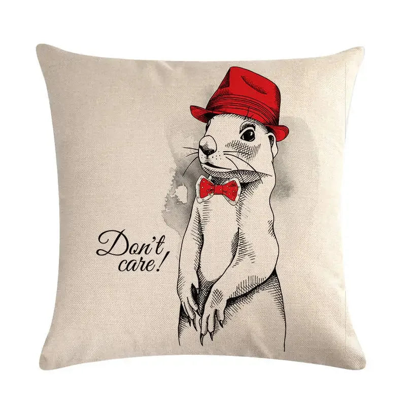 Axyaa Cartoon Animal Flax Cushion Cover for Sofa - Fashionable and Fun Design