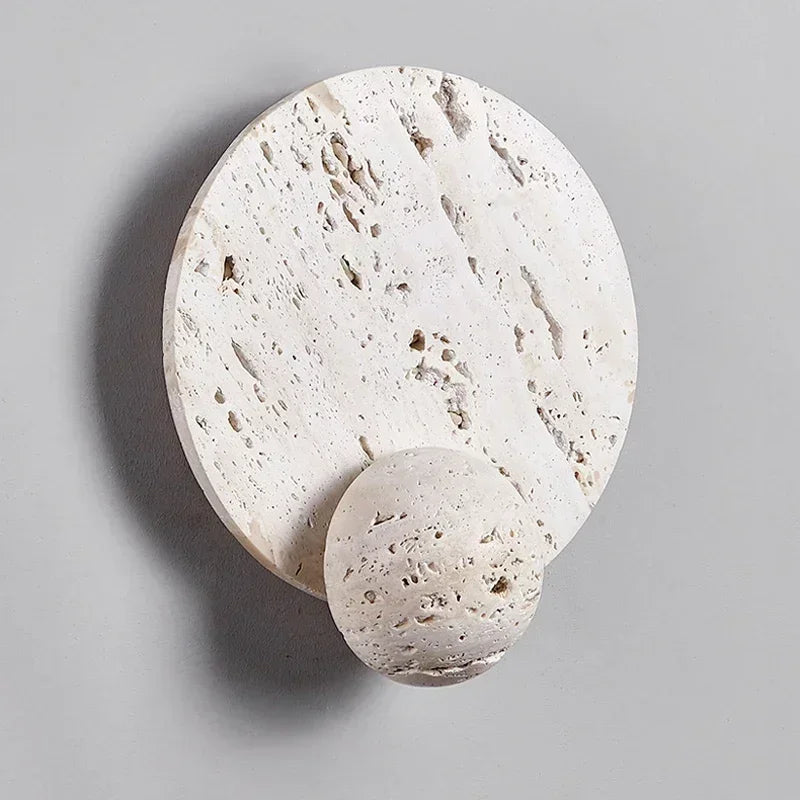 Axyaa White Cave Stone Disk Wall Lamp: Modern LED Accent for Elegant Living Spaces