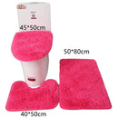 Axyaa 3 Piece White Bathroom Rugs Sets Non-Slip Bath Mats Lid Cover Contour Mat