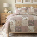 Axyaa Pink Flower Patchwork Quilt Set Twin - Country Shabby Chic Bedding