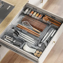 Axyaa Expandable Cutlery Storage Box with Partitions - Organize Knives and Forks