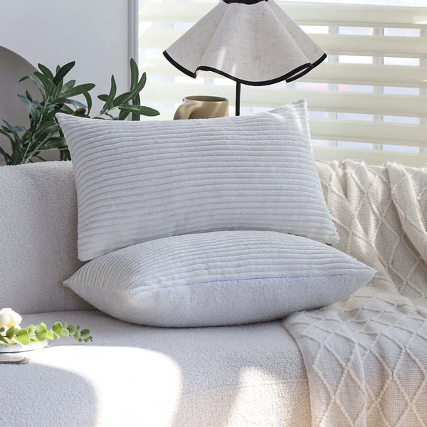 Axyaa Corduroy Patchwork Plush Cushion Cover - Soft Decorative Pillowcase for Living Room