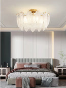 Axyaa Glass Feather Chandelier: Modern Luxury Lighting for Living Dining Room