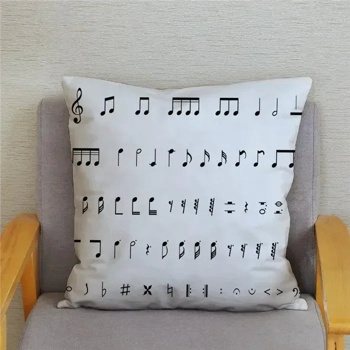 Axyaa Cartoon Sheet Music Printed Cushion Cover for Bedroom and Living Room