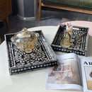 Axyaa Square Light Luxury Black Tray for Home Decor and Organization