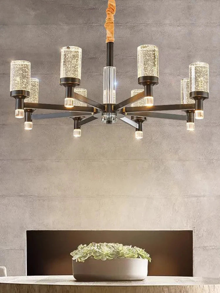 Axyaa Luxe Bubble Crystal Chandelier - Elegant Room Decor Lighting