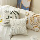 Axyaa Ivory Chenille Abstract Line Art Cushion Cover 45X45cm