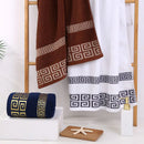 Axyaa Oversized Cotton Bath Towel with Embroidered Design - Blue/White/Brown