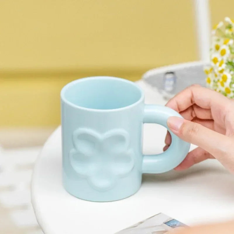 Axyaa Ceramic Mug Set - Breakfast Coffee Cup with Handle in Creative Design