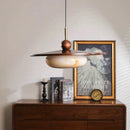 Axyaa Walnut Pendant Light: Vintage Style Glass LED Lamp for Home and Office