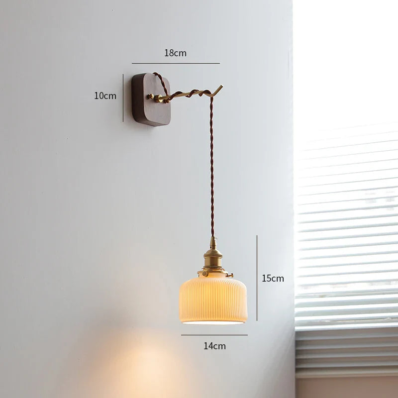 Axyaa Walnut Wooden LED Wall Lights Fixture Modern Indoor Lighting Nordic Wandlamp