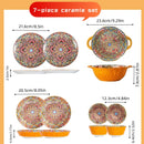 Axyaa 7-Piece Ceramic Dinnerware Set: Dessert, Steak, Pasta, Salad, & Soup Bowls
