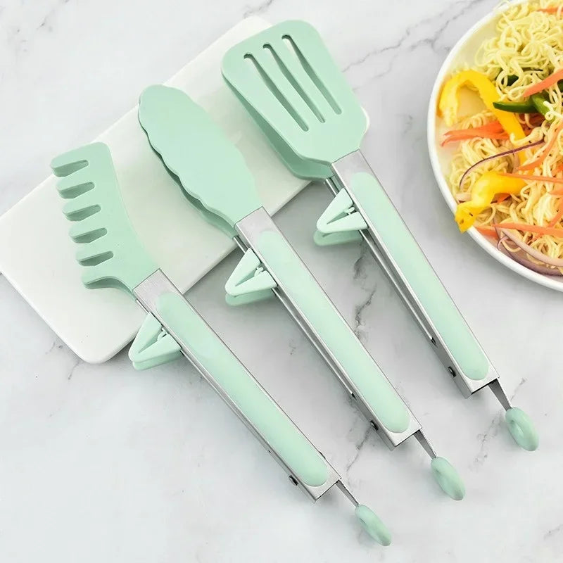 Axyaa Silicone Kitchen Tongs Set - Non-Slip Cooking Tools for Barbecue, Salad, and More