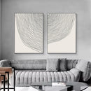 Axyaa Beige Black Lines Abstract Canvas Wall Art: Modern Minimalist Nordic Living Room Decor