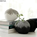 Axyaa Geometric Circular Ceramic Vase Desk Decoration Modern Home Decor Crafts