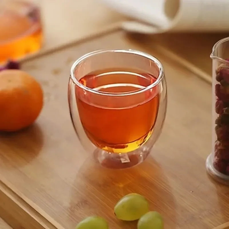 Axya Double Wall Glass Tea Drink Cups Insulated Shot Glass